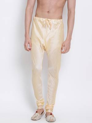 Sanwara Men's Solid Beige Colour Art Silk Payjamas 1