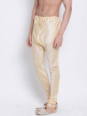 Sanwara Men's Solid Beige Colour Art Silk Payjamas 2