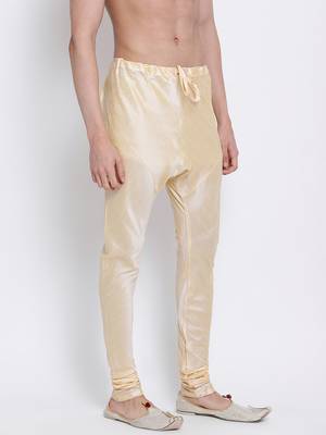 Sanwara Men's Solid Beige Colour Art Silk Payjamas 3