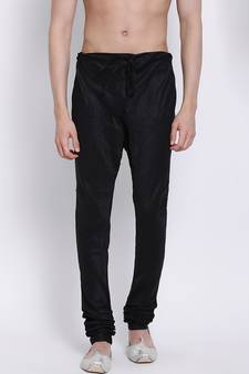 Sanwara Men's Solid Black Colour Art Silk Payjamas