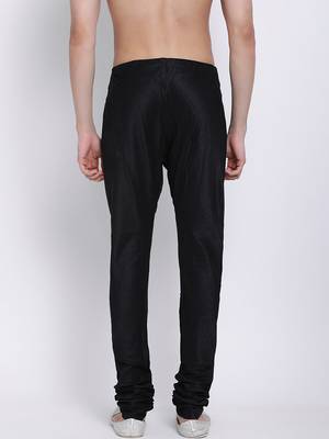 Sanwara Men's Solid Black Colour Art Silk Payjamas 4