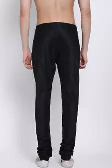 Sanwara Men's Solid Black Colour Art Silk Payjamas