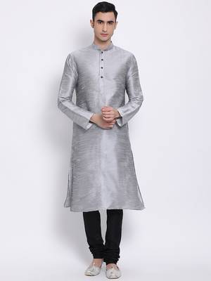 Sanwara Men's Solid Black Colour Art Silk Payjamas 5