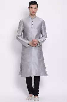 Sanwara Men's Solid Black Colour Art Silk Payjamas