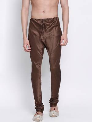 Sanwara Men's Solid Brown Colour Art Silk Payjamas 1