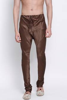 Sanwara Men's Solid Brown Colour Art Silk Payjamas