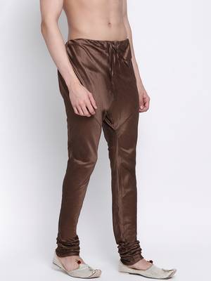 Sanwara Men's Solid Brown Colour Art Silk Payjamas 3