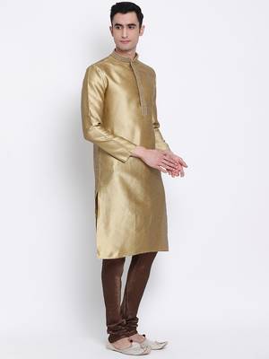 Sanwara Men's Solid Brown Colour Art Silk Payjamas 5