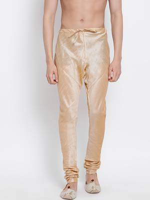 Sanwara Men's Solid Deep Beige Colour Art Silk Payjamas 1