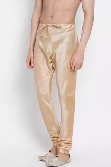 Sanwara Men's Solid Deep Beige Colour Art Silk Payjamas