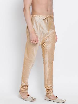 Sanwara Men's Solid Deep Beige Colour Art Silk Payjamas 3