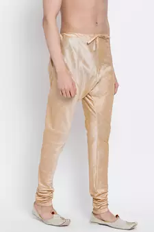 Sanwara Men's Solid Deep Beige Colour Art Silk Payjamas