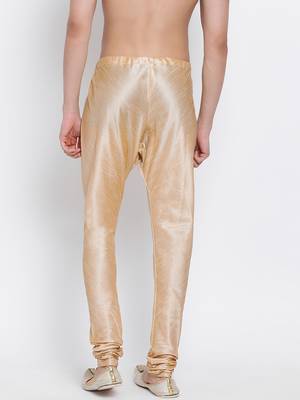 Sanwara Men's Solid Deep Beige Colour Art Silk Payjamas 4