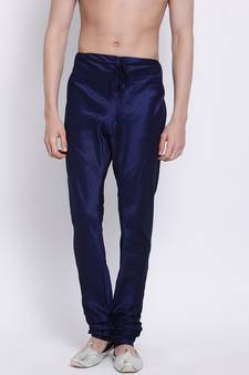 Sanwara Men's Solid Deep Blue Colour Art Silk Payjamas