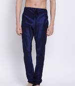 Sanwara Men's Solid Deep Blue Colour Art Silk Payjamas