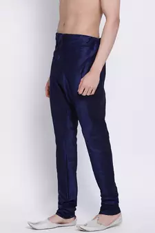 Sanwara Men's Solid Deep Blue Colour Art Silk Payjamas