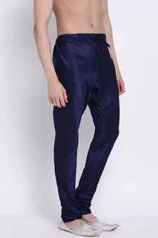 Sanwara Men's Solid Deep Blue Colour Art Silk Payjamas