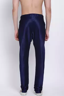 Sanwara Men's Solid Deep Blue Colour Art Silk Payjamas