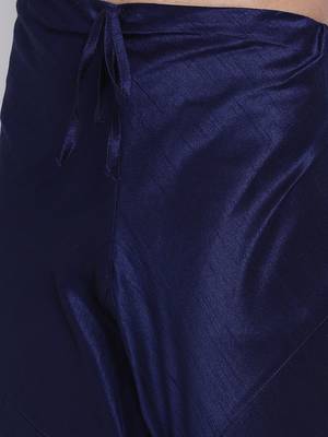 Sanwara Men's Solid Deep Blue Colour Art Silk Payjamas 6