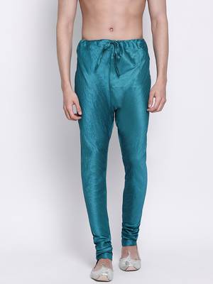 Sanwara Men's Solid Firozi Colour Art Silk Payjamas 1