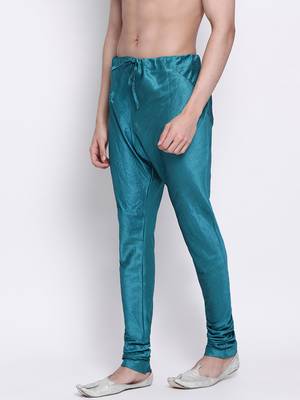 Sanwara Men's Solid Firozi Colour Art Silk Payjamas 2