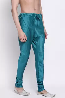 Sanwara Men's Solid Firozi Colour Art Silk Payjamas