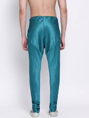 Sanwara Men's Solid Firozi Colour Art Silk Payjamas 4