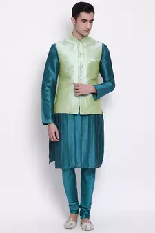 Sanwara Men's Solid Firozi Colour Art Silk Payjamas