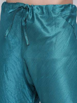 Sanwara Men's Solid Firozi Colour Art Silk Payjamas 6