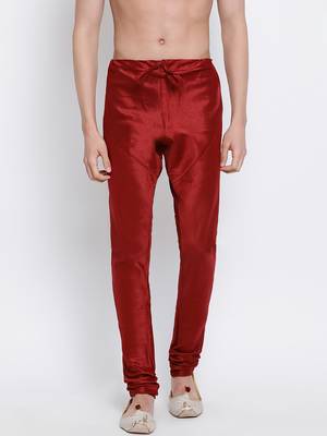 Sanwara Men's Solid Marron Colour Art Silk Payjamas 1