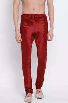 Sanwara Men's Solid Marron Colour Art Silk Payjamas