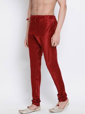 Sanwara Men's Solid Marron Colour Art Silk Payjamas 2