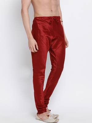 Sanwara Men's Solid Marron Colour Art Silk Payjamas 3