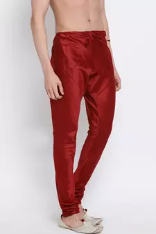 Sanwara Men's Solid Marron Colour Art Silk Payjamas