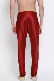 Sanwara Men's Solid Marron Colour Art Silk Payjamas