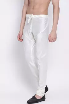 Sanwara Men's Solid Off White Colour Art Silk Payjamas