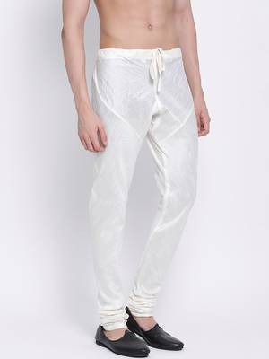 Sanwara Men's Solid Off White Colour Art Silk Payjamas 3