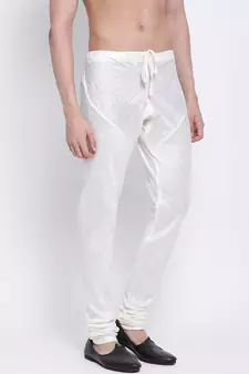 Sanwara Men's Solid Off White Colour Art Silk Payjamas