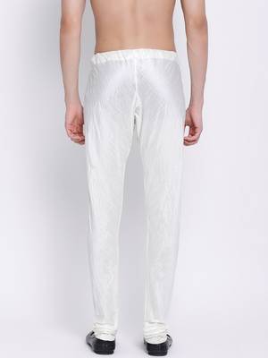 Sanwara Men's Solid Off White Colour Art Silk Payjamas 4