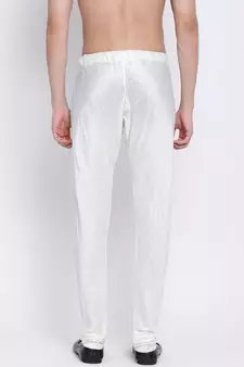 Sanwara Men's Solid Off White Colour Art Silk Payjamas