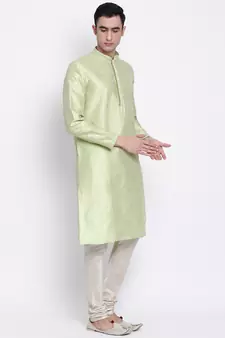 Sanwara Men's Solid Pista Colour Art Silk Payjamas