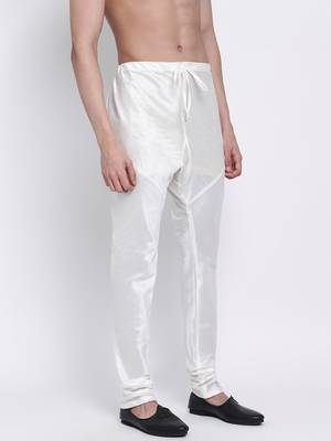 Sanwara Men's Solid White Colour Art Silk Payjamas 3