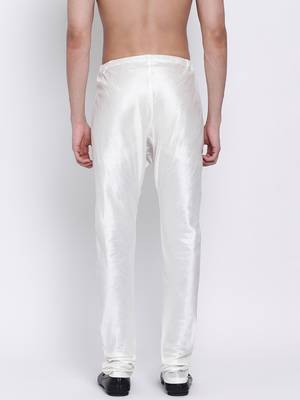 Sanwara Men's Solid White Colour Art Silk Payjamas 4
