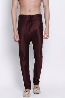 Sanwara Men's Solid Wine Colour Art Silk Payjamas