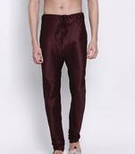Sanwara Men's Solid Wine Colour Art Silk Payjamas