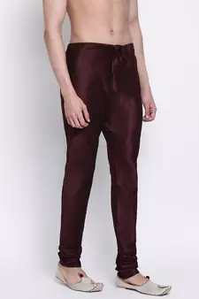 Sanwara Men's Solid Wine Colour Art Silk Payjamas