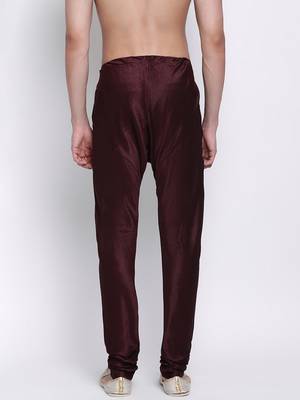 Sanwara Men's Solid Wine Colour Art Silk Payjamas 4