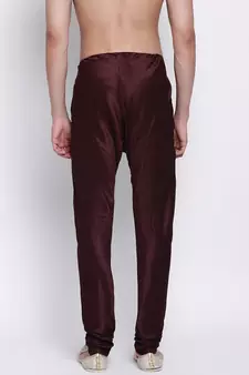 Sanwara Men's Solid Wine Colour Art Silk Payjamas