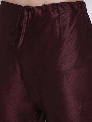 Sanwara Men's Solid Wine Colour Art Silk Payjamas 6
