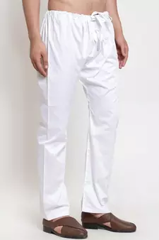 Sanwara Men's Solid White Colour Cotton Payjamas